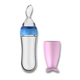 Silicone Baby Feeding Bottle with Spoon — Squeeze Spoon Feeder for Rice, Cereal & Puree (90/120/150ml)